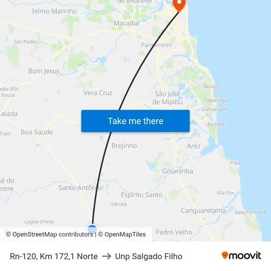 Rn-120, Km 172,1 Norte to Unp Salgado Filho map