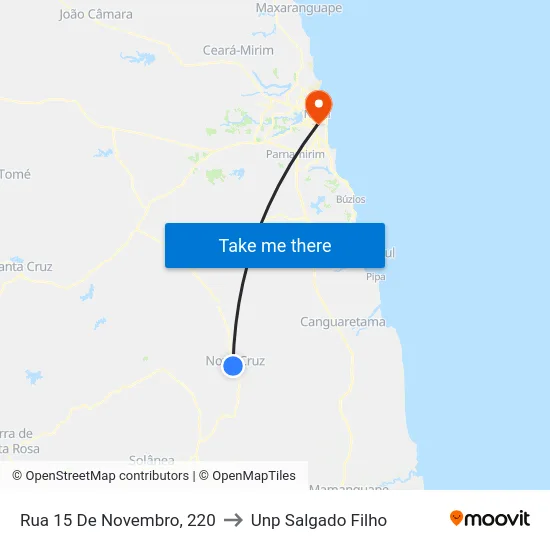 Rua 15 De Novembro, 220 to Unp Salgado Filho map