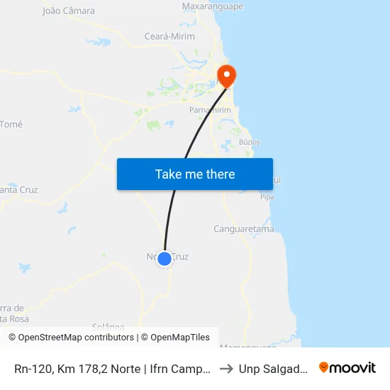 Rn-120, Km 178,2 Norte | Ifrn Campus Nova Cruz to Unp Salgado Filho map