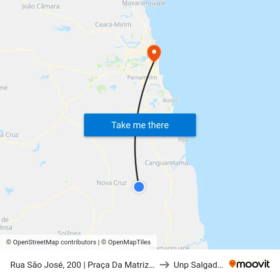 Rua São José, 200 | Praça Da Matriz De Montanhas to Unp Salgado Filho map