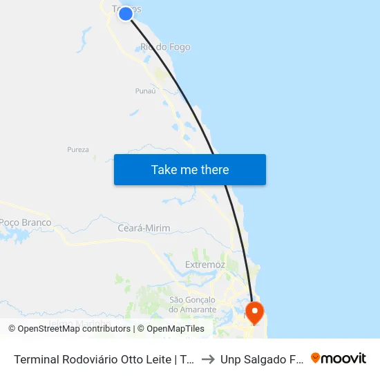Terminal Rodoviário Otto Leite | Touros to Unp Salgado Filho map