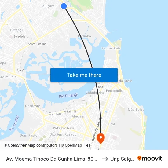 Av. Moema Tinoco Da Cunha Lima, 805 | Norte Boulevard Residencial to Unp Salgado Filho map