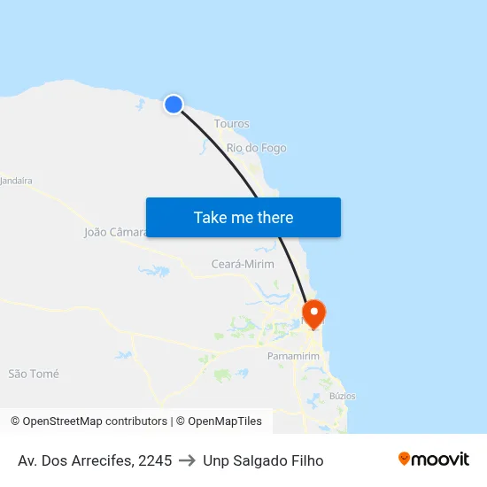 Av. Dos Arrecifes, 2245 to Unp Salgado Filho map