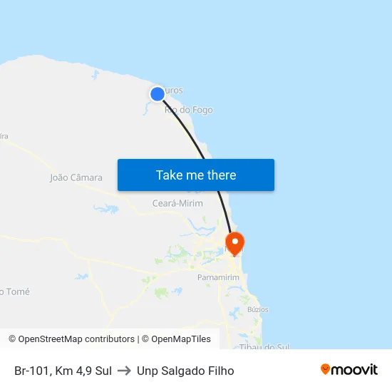 Br-101, Km 4,9 Sul to Unp Salgado Filho map