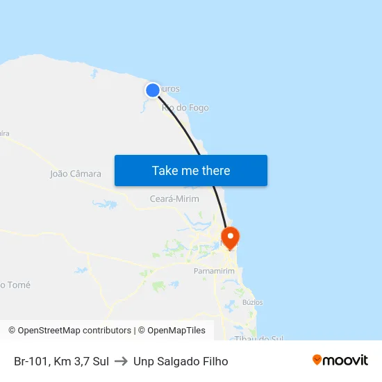 Br-101, Km 3,7 Sul to Unp Salgado Filho map