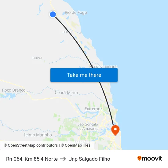Rn-064, Km 85,4 Norte to Unp Salgado Filho map
