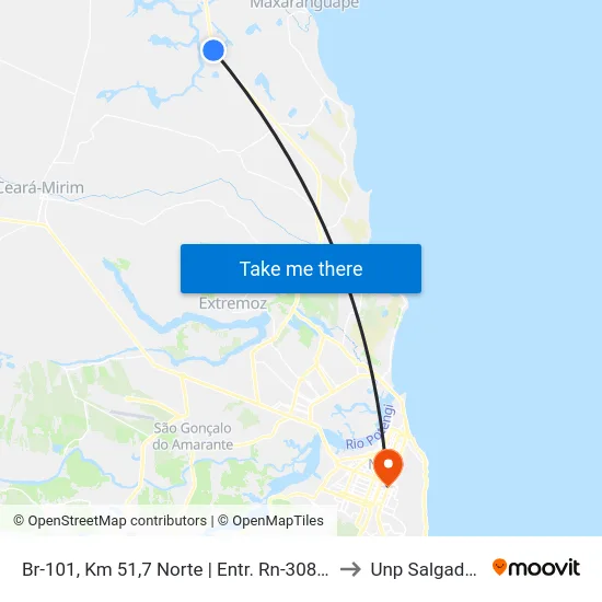 Br-101, Km 51,7 Norte | Entr. Rn-308 Para Aningas to Unp Salgado Filho map