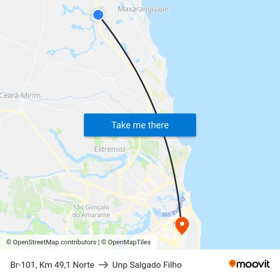 Br-101, Km 49,1 Norte to Unp Salgado Filho map