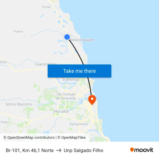 Br-101, Km 46,1 Norte to Unp Salgado Filho map