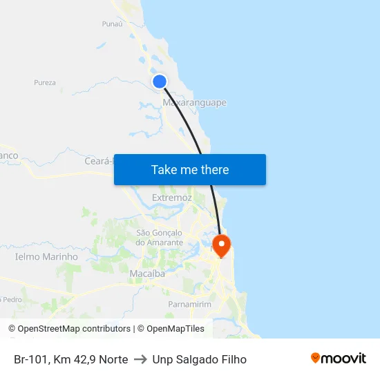 Br-101, Km 42,9 Norte to Unp Salgado Filho map