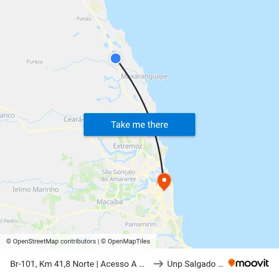 Br-101, Km 41,8 Norte | Acesso A Maracajaú to Unp Salgado Filho map