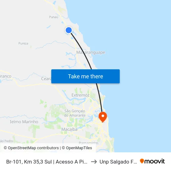 Br-101, Km 35,3 Sul | Acesso A Pititinga to Unp Salgado Filho map
