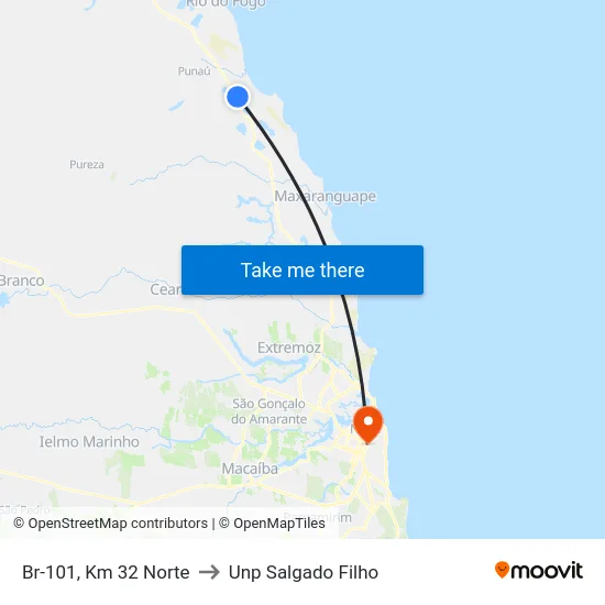 Br-101, Km 32 Norte to Unp Salgado Filho map