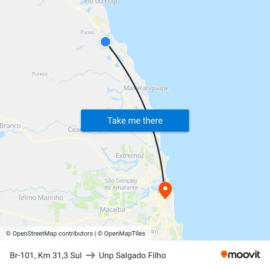 Br-101, Km 31,3 Sul to Unp Salgado Filho map