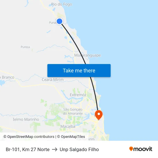 Br-101, Km 27 Norte to Unp Salgado Filho map