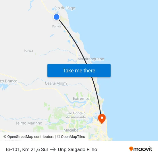 Br-101, Km 21,6 Sul to Unp Salgado Filho map