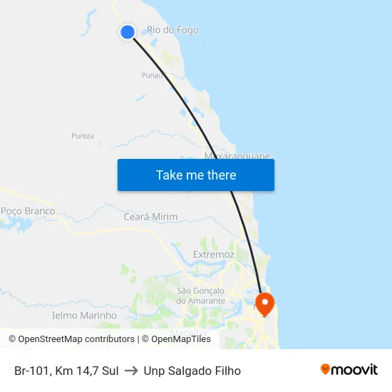 Br-101, Km 14,7 Sul to Unp Salgado Filho map