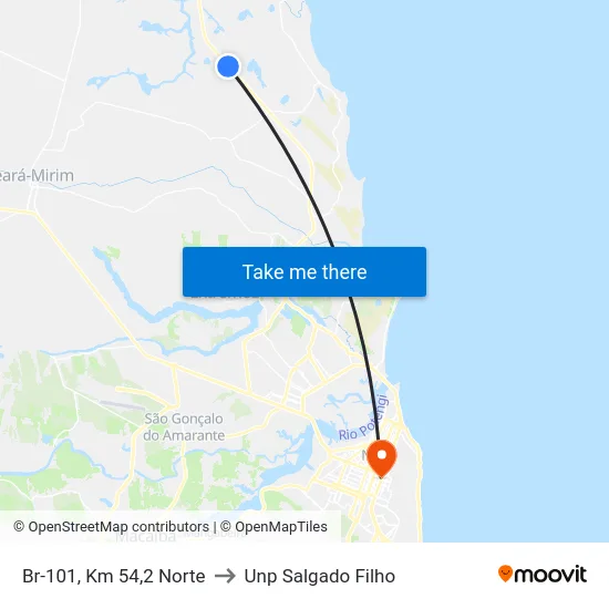 Br-101, Km 54,2 Norte to Unp Salgado Filho map