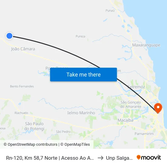 Rn-120, Km 58,7 Norte | Acesso Ao Assentamento Marajó to Unp Salgado Filho map