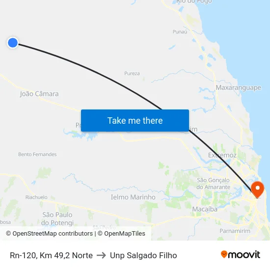 Rn-120, Km 49,2 Norte to Unp Salgado Filho map