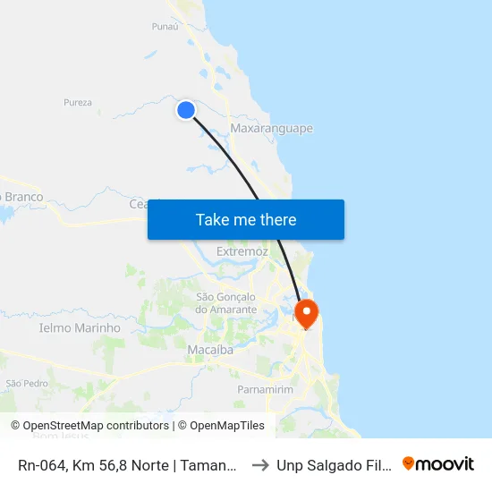 Rn-064, Km 56,8 Norte | Tamanduá to Unp Salgado Filho map