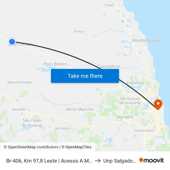 Br-406, Km 97,8 Leste | Acesso A Morada Nova to Unp Salgado Filho map