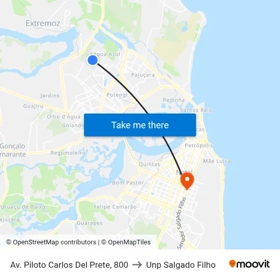 Av. Piloto Carlos Del Prete, 800 to Unp Salgado Filho map