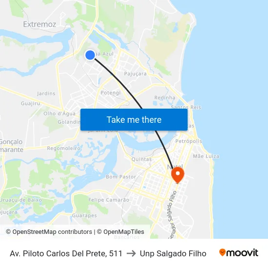 Av. Piloto Carlos Del Prete, 511 to Unp Salgado Filho map