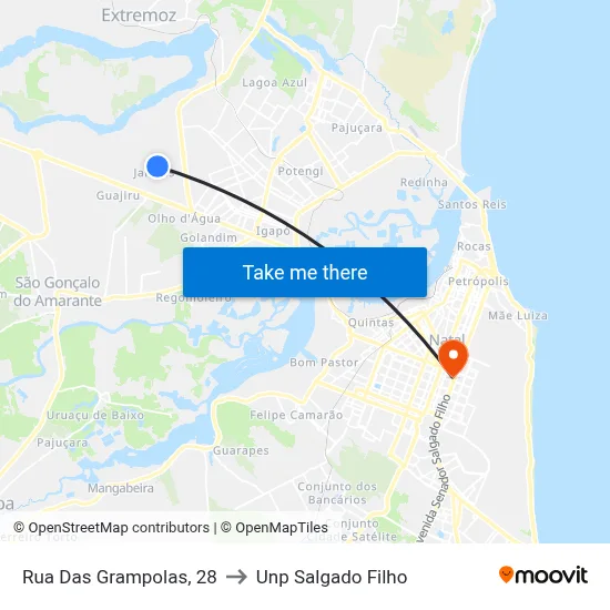 Rua Das Grampolas, 28 to Unp Salgado Filho map
