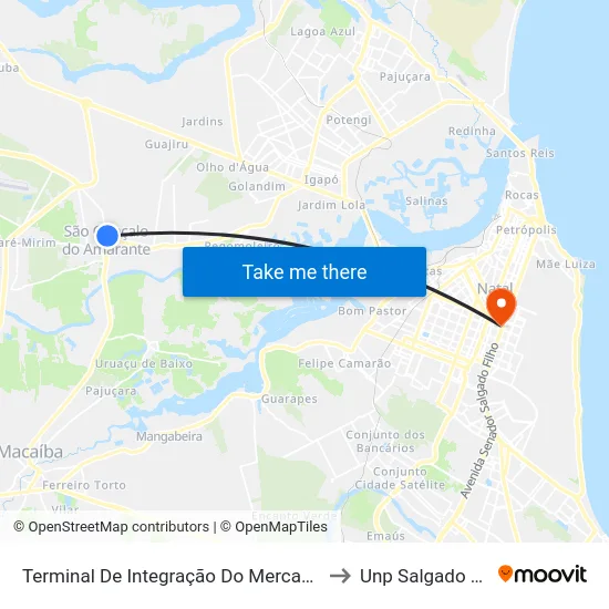 Terminal De Integração Do Mercado Novo to Unp Salgado Filho map