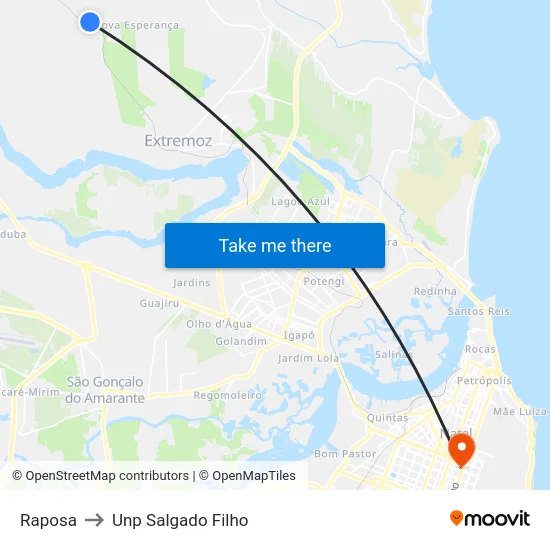 Raposa to Unp Salgado Filho map
