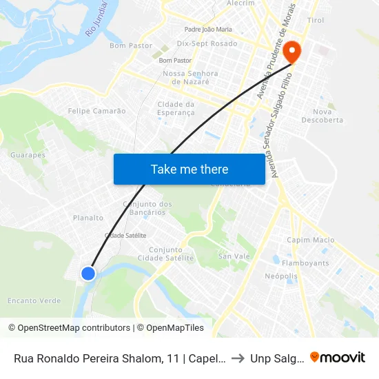 Rua Ronaldo Pereira Shalom, 11 | Capela Nossa Senhora De Guadalupe to Unp Salgado Filho map