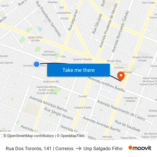 Rua Dos Tororós, 141 | Correios to Unp Salgado Filho map