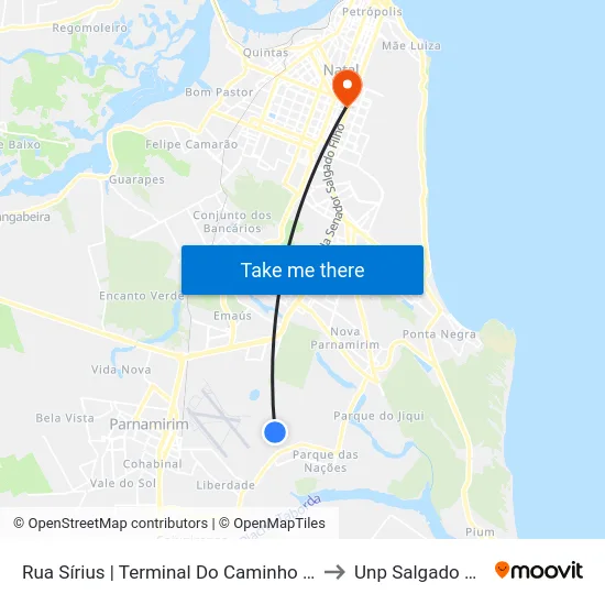 Rua Sírius | Terminal Do Caminho Do Sol to Unp Salgado Filho map