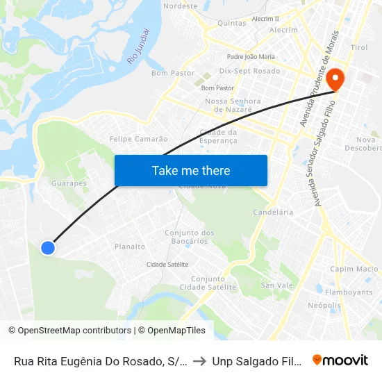 Rua Rita Eugênia Do Rosado, S/N to Unp Salgado Filho map