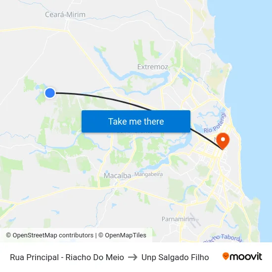 Rua Principal - Riacho Do Meio to Unp Salgado Filho map