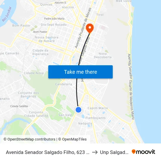 Avenida Senador Salgado Filho, 623 | Intermunicipal to Unp Salgado Filho map