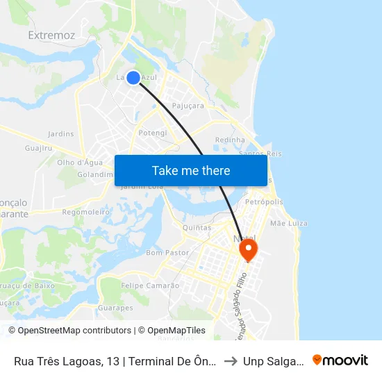 Rua Três Lagoas, 13 | Terminal De Ônibus Do Nova Natal II to Unp Salgado Filho map
