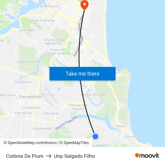 Colônia De Pium to Unp Salgado Filho map