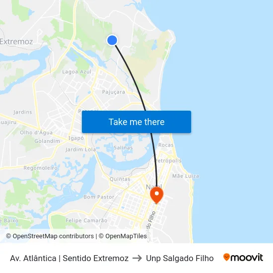 Av. Atlântica | Sentido Extremoz to Unp Salgado Filho map