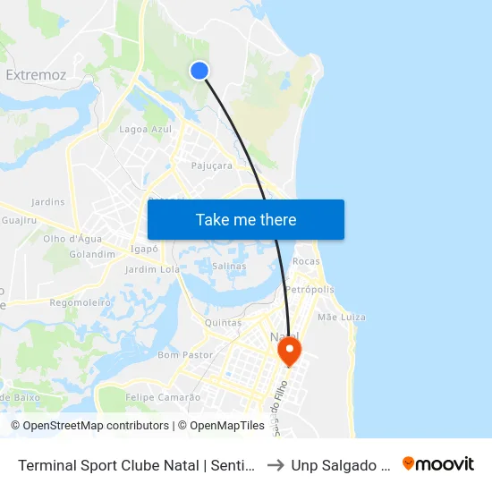 Terminal Sport Clube Natal | Sentido Natal to Unp Salgado Filho map