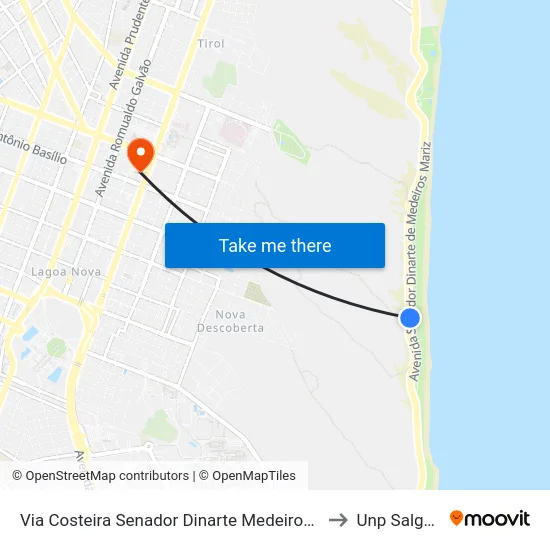 Via Costeira Senador Dinarte Medeiros Mariz, 4077 | Imirá Plaza to Unp Salgado Filho map