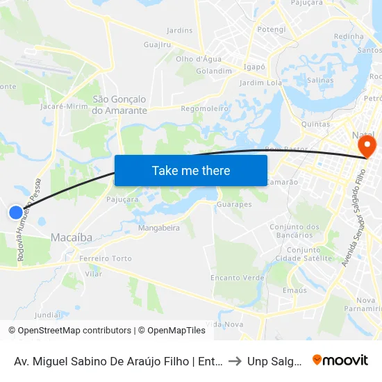 Av. Miguel Sabino De Araújo Filho | Entrada Do Jardim Arvoredo to Unp Salgado Filho map