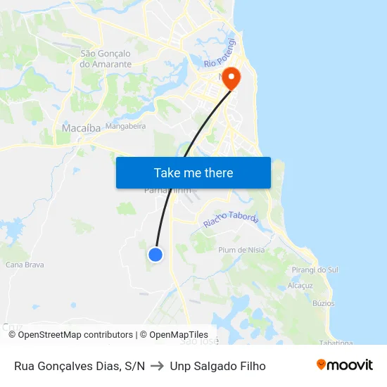 Rua Gonçalves Dias, S/N to Unp Salgado Filho map