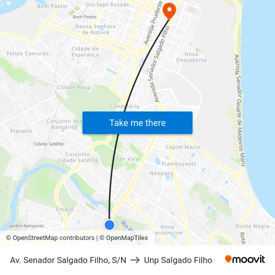 Av. Senador Salgado Filho, S/N to Unp Salgado Filho map