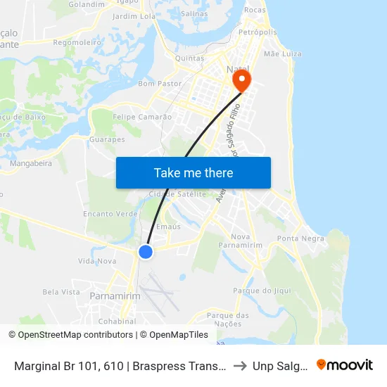Marginal Br 101, 610 | Braspress Transportes / Acioly Distribuidora to Unp Salgado Filho map