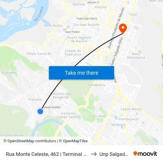 Rua Monte Celeste, 462 | Terminal Da Linha 503 to Unp Salgado Filho map