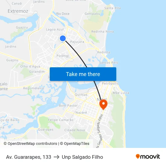 Av. Guararapes, 133 to Unp Salgado Filho map
