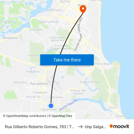 Rua Gilberto Roberto Gomes, 783 | Terminal Cajupiranga to Unp Salgado Filho map