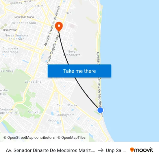 Av. Senador Dinarte De Medeiros Mariz, 7850 | Ocean Palace Beach Resort to Unp Salgado Filho map